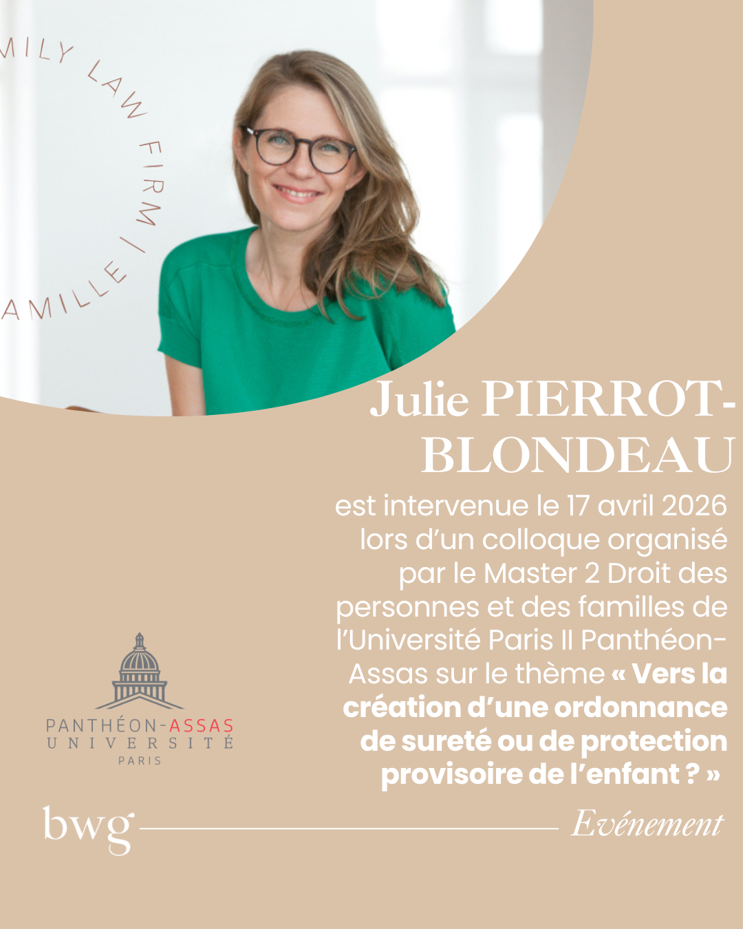 Julie PIERROT-BLONDEAU est intervenue le 17 avril 2026 lors d&rsquo;un colloque sur le thème « Vers la création d&rsquo;une ordonnance de sûreté ou de protection provisoire de l&rsquo;enfant